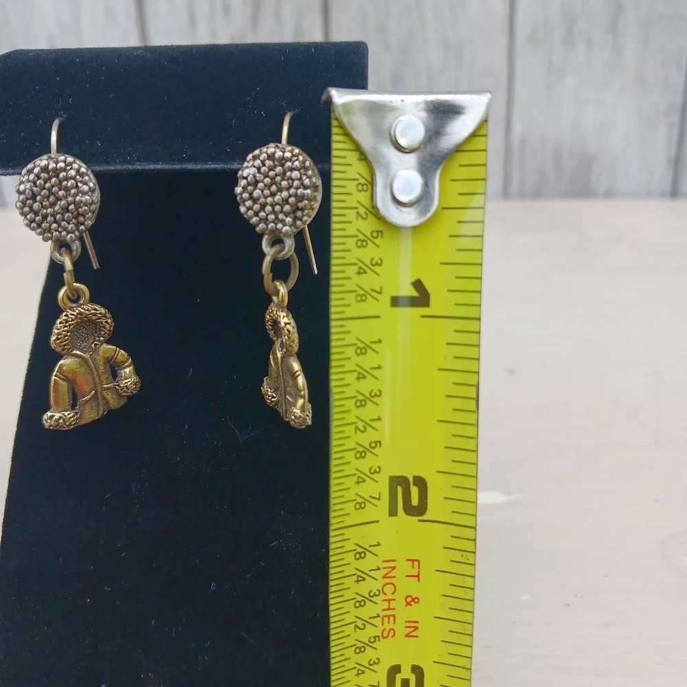 Parka Jacket Drop‎ Earrings Womens Gold Tone Whimsical Winter Coat Charms